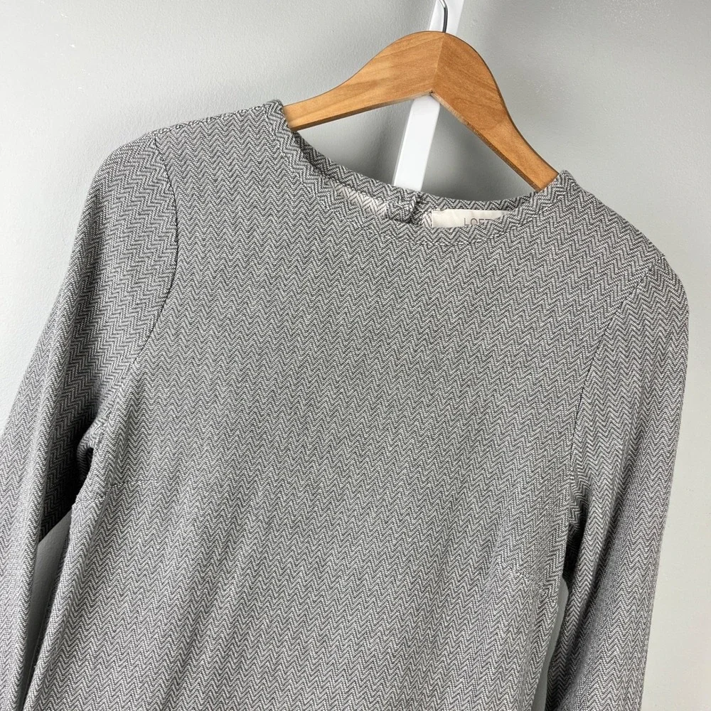 Ann Taylor LOFT Herringbone Dress Womens M Gray Preppy Classic‎ Academia